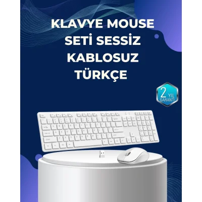  USB Alıcılı Kablosuz Klavye Mouse - Geniş Uyumluluk, Sessiz Tuşlar