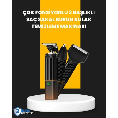 BUĞZ USB-C Şarjlı 3 in 1 Erkek Bakım Cihazı – Sessiz Motorlu Saç ve Sakal Kesme Makinesi