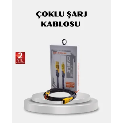 BUĞZ USB-C USB-A 4’ü 1 Arada Örgülü Kablo 65W Hızlı Şarj Metal Uç Dayanıklı