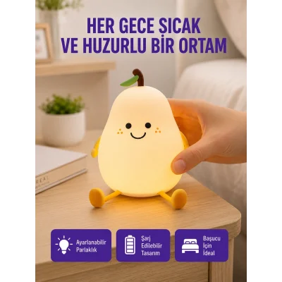 BUĞZ USB Şarjlı Armut Gece Lambası Dokunmatik Renk Değişimli
