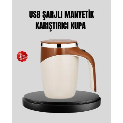 BUĞZ USB Şarjlı Manyetik Karıştırıcı Kupa Otomatik Karıştırma Paslanmaz Çelik