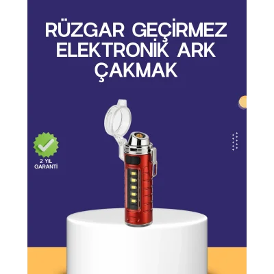 BUĞZ USB Şarjlı Rüzgar Geçirmez Elektrikli Çakmak El Fenerli