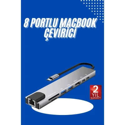 BUĞZ Usb Type-c Hub Dönüştürücü Çevirici Çoklayıcı Macbook Çevirici 8 Portlu