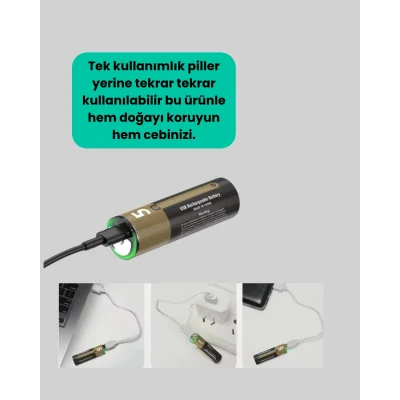 BUĞZ USB Type-C ile Hızlı Şarj Edilebilen AA Lityum Pil - BUĞZ