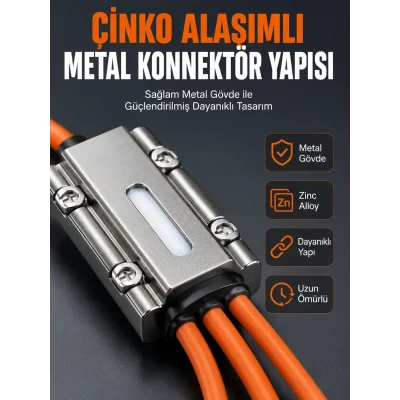 BUĞZ USB Type-C, Lightning ve Micro USB Uyumlu 3ü 1 Arada Hızlı Şarj Kablosu