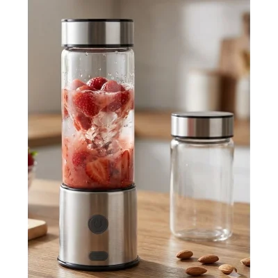 BUĞZ USB Type C Şarjlı Cam Blender 6 Bıçaklı Smoothie ve Shake Blender