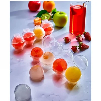 BUĞZ Üstten Doldurmalı Yatay 4 Bölmeli  Küre Buz Topu Kalıbı -  Yuvarlak Buz Topu Yapma Aparatı