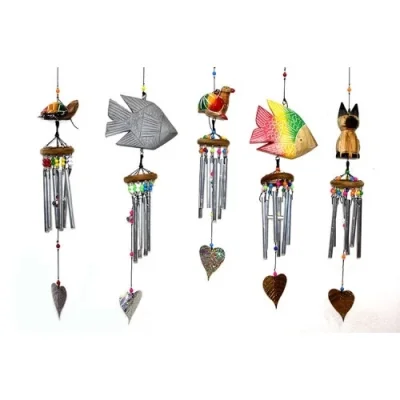  Üstü Ahşap Altı Metalli Rüzgar Çanı