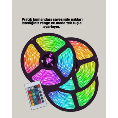 BUĞZ Uzaktan Kumandalı RGB Smart Şerit LED Işık Esnek ve Taşınabilir Dekorasyon - Lisinya