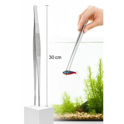 BUĞZ Uzun 30 cm Çelik Cımbız - Akvaryum Maşası