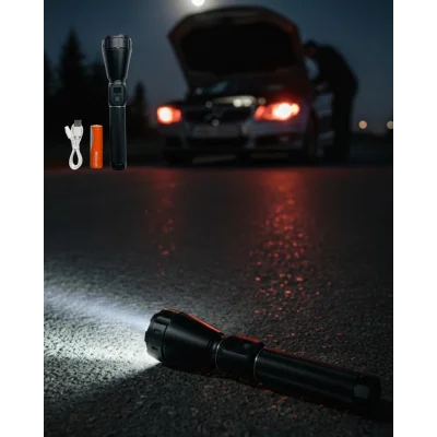 BUĞZ Uzun Ömürlü Bataryalı Şarjlı El Feneri Güçlü LED Aydınlatma