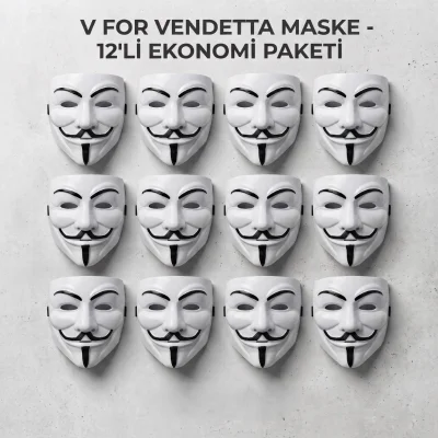 BUĞZ V for Vendetta Maskesi - 12li Paket - Plastik