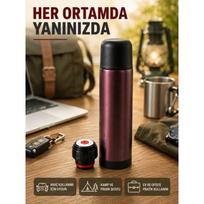 BUĞZ Vakumlu Termos 304 Paslanmaz Çelik Seyahat Termosu