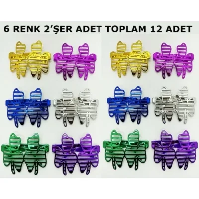  Vegas Casino Temalı Parti Gözlüğü 6 Renk 12 Adet