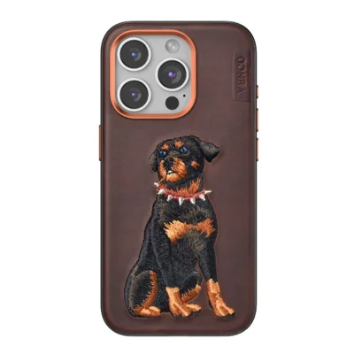 BUĞZ Venco  İphone 15 Pro Perma Desenli Kapak - Koyu Kahve