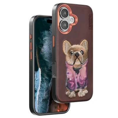BUĞZ Venco İphone 16 Cute Desenli Kapak - Koyu Kahve