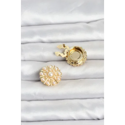BUĞZ Vintage Model Gold Renk Düğme veya Manşet Broşu