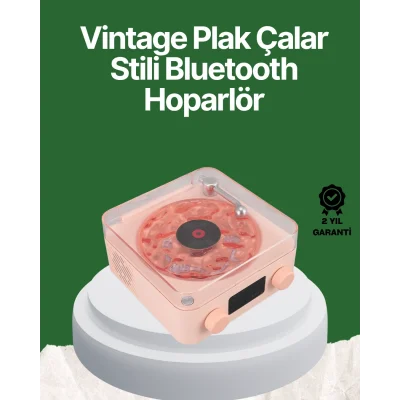 BUĞZ Vintage Tarz Bluetooth Hoparlör – Gece Işığı ve Zaman Göstergeli