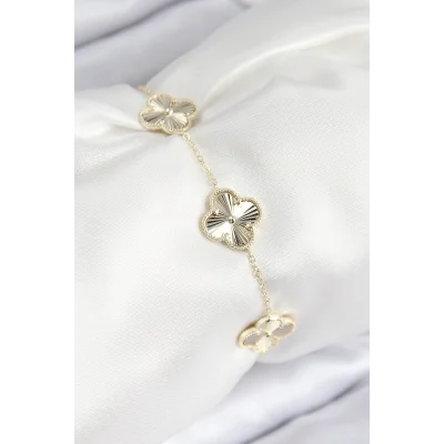 BUĞZ VIP Pirinç Yonca Model Gold Renk Kadın Bileklik