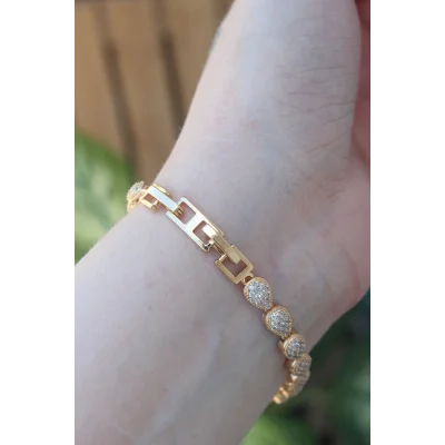 BUĞZ Vip Seri Pirinç Zirkon Taşlı Gold Renk Damla Model Bileklik - Lisinya