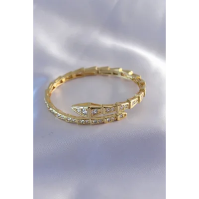 BUĞZ VIP Seri Yılan Model Gold Renk Kadın Kelepçe Bileklik - Lisinya