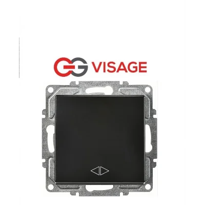  Visaage Ambiance Metalik Siyah Komütatör Anahtar Çerçevesiz - Priz ve Anahtar İçin Uyumlu Çerçeve