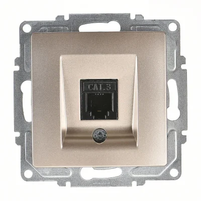  Visage Ambiance Metalik Bej Nüm Tel Prizi Cat3 Çerçevesiz - Priz ve Anahtar İçin Uyumlu Çerçeve