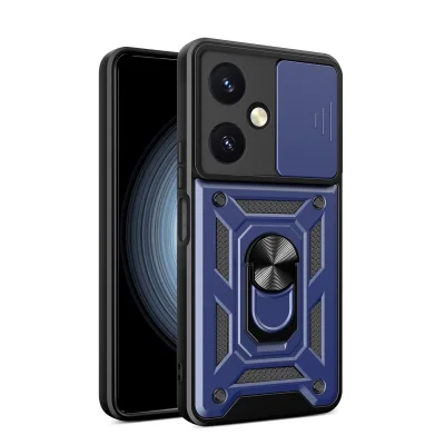 BUĞZ Vivo Y27 Kılıf Pars Lens Yüzüklü Silikon - Lacivert