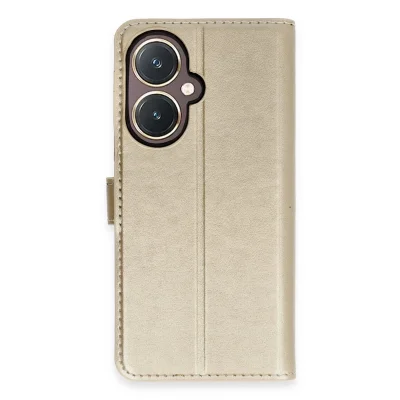 BUĞZ Vivo Y27 Kılıf Trend S Plus Kapaklı Kılıf - Gold