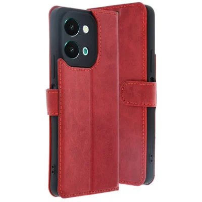 BUĞZ Vivo Y28 Kılıf Trend S Plus Kapaklı Kılıf - Kırmızı