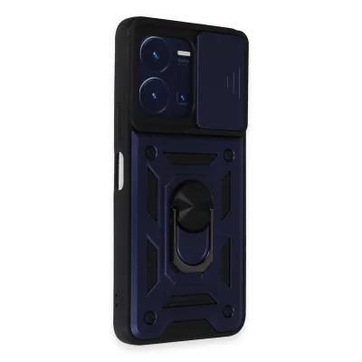 BUĞZ Vivo Y35 Kılıf Pars Lens Yüzüklü Silikon - Lacivert