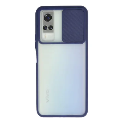 BUĞZ Vivo Y53s Kılıf Palm Buzlu Kamera Sürgülü Silikon - Lacivert