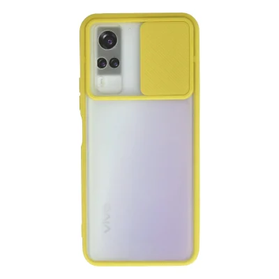 BUĞZ Vivo Y53s Kılıf Palm Buzlu Kamera Sürgülü Silikon - Sarı