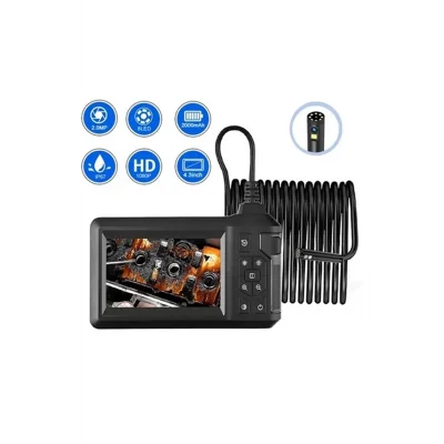 BUĞZ Vtn-008 Ekranlı Çift Kameralı 10 Mt Sert Kablo Yılan Endoskop Kamera 8 Mm 4.3 Inc