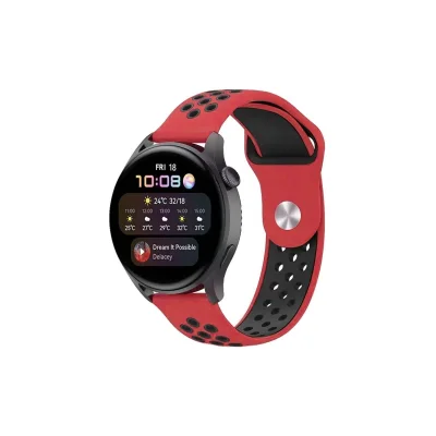 BUĞZ Watch 20mm Spor Delikli Kordon - Kırmızı-siyah