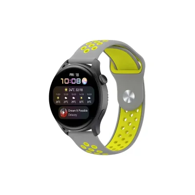 BUĞZ Watch 22mm Spor Delikli Kordon - Gri-yeşil