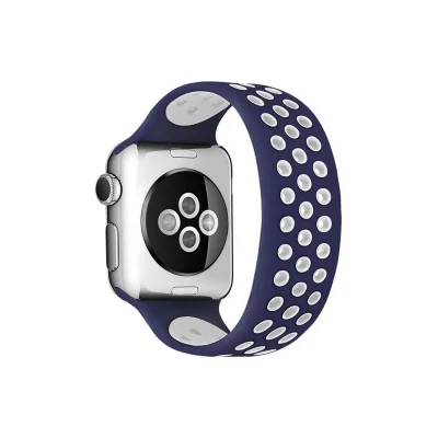 BUĞZ Watch 38mm Ayarlı Delikli Silikon Kordon - Lacivert-beyaz