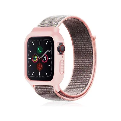 BUĞZ Watch 38mm Hasırlı Cırtcırtlı Kasalı Kordon - Pembe