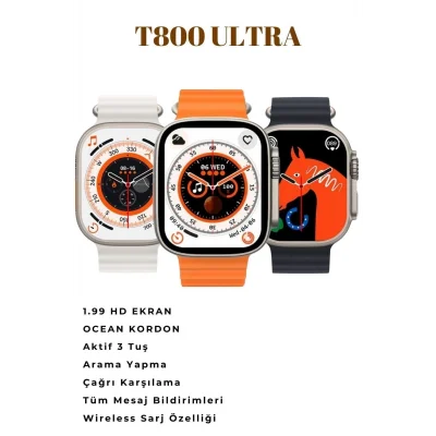  Watch 8 Series Ultra Uyumlu T800 Ultra Şık Tasaraımlı 3 Tuş Aktif 2023 Akıllı Saat