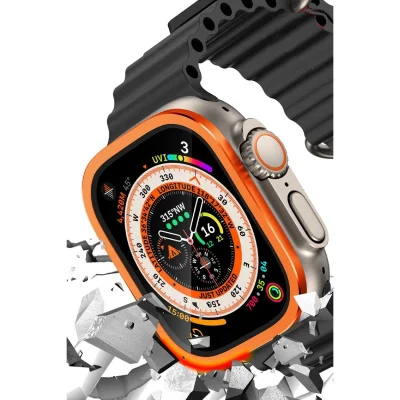 BUĞZ Watch Ultra 49mm Alüminyum Kasa Cam Ekran Koruyucu - Turuncu