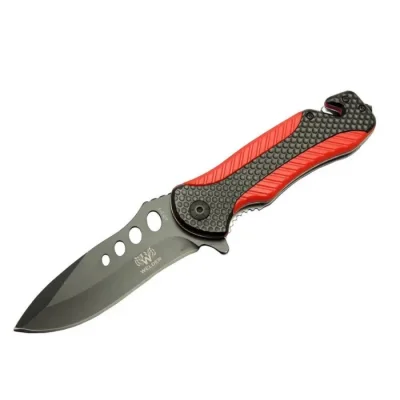  Welder Kurtarma Çakısı Kırmızı 22 cm Yarı Otomatik , Kemerlikli