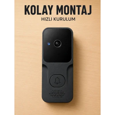 BUĞZ Wi-Fi Akıllı Görüntülü Kapı Zili | HD Kamera, Gece Görüşü ve Telefon Bildirimli