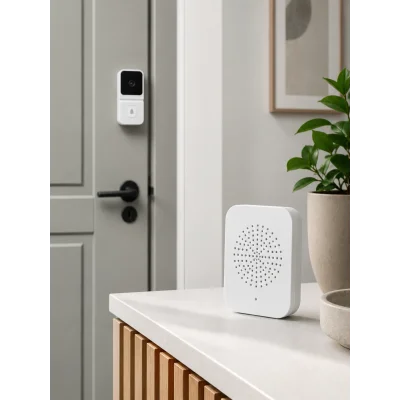 BUĞZ Wi-Fi Beyaz Görüntülü Kapı Zili  HD Kamera, Gece Görüşü ve Çift Yönlü Konuşma Özellikli - BUĞZ