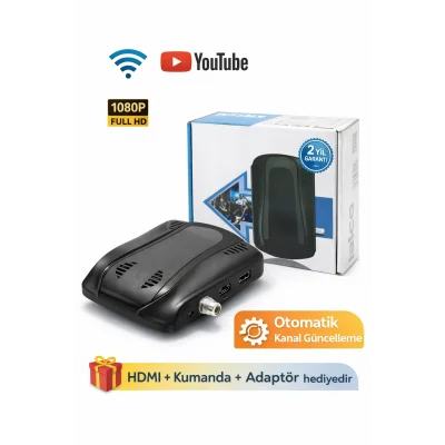 BUĞZ WiFi 1080P Dijital Uydu Alıcısı – YouTube Destekli, HDMI & USB, Otomatik Kanal Güncellemeli