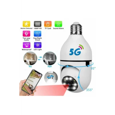  Wifi 360 Panoramik Ampul Kamera Güvenlik Kamerası Çift Wifi 360 Derece Gece Görüşlü