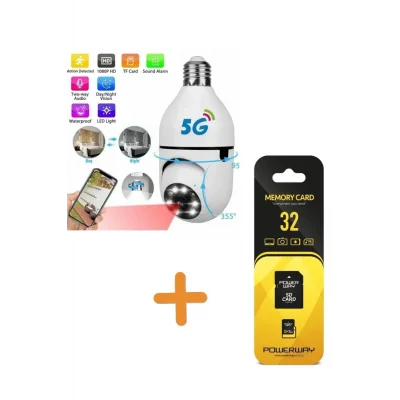  Wifi 360 Panoramik Ampul Kamera Güvenlik Kamerası Çift Wifi 360 Derece Gece Görüşlü