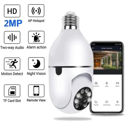  Wifi 360 Panoramik Ampul Kamera Güvenlik Kamerası Çift Wifi 360 Derece Gece Görüşlü