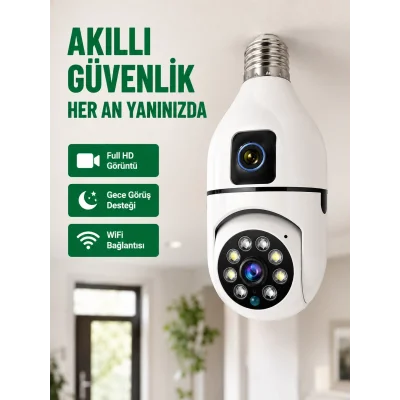 BUĞZ WiFi Ampul Güvenlik Kamerası 1080P Full HD Gece Görüşlü ve Hareket Algılamalı