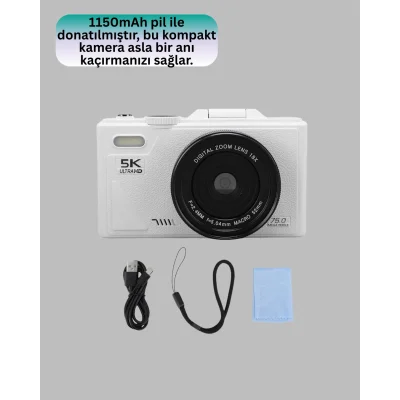 BUĞZ WiFi Bağlantılı 5K Ultra HD Dijital Kamera 75MP Otofokus - Lisinya