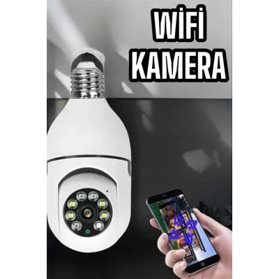 BUĞZ Wifi Kamera Duylu Ampul Görünümlü 360 Derece Dönebilen Ev Kamerası - BUĞZ